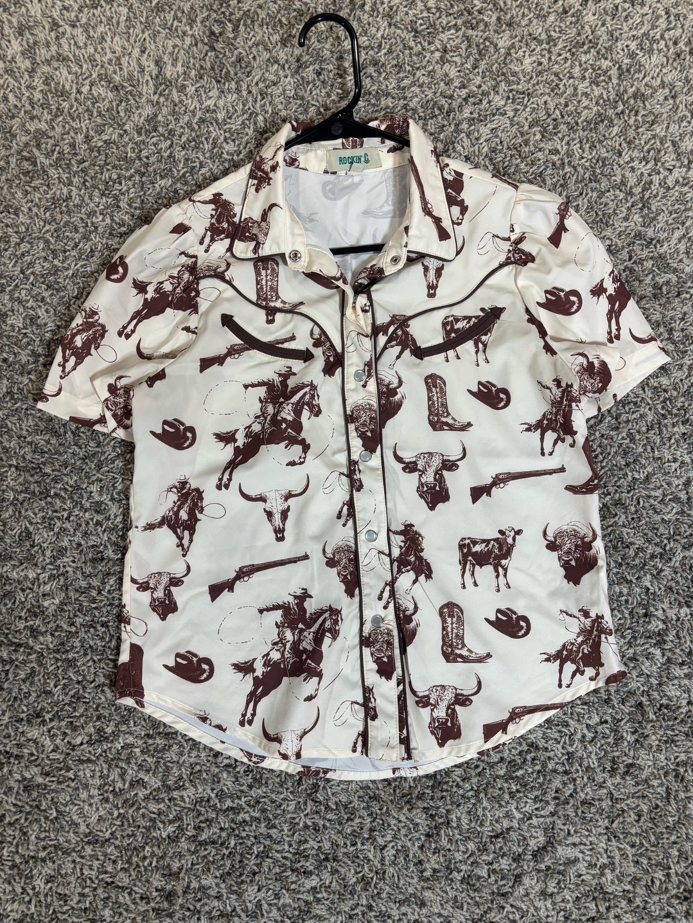 Rockin C Western Print - Cream and Brown